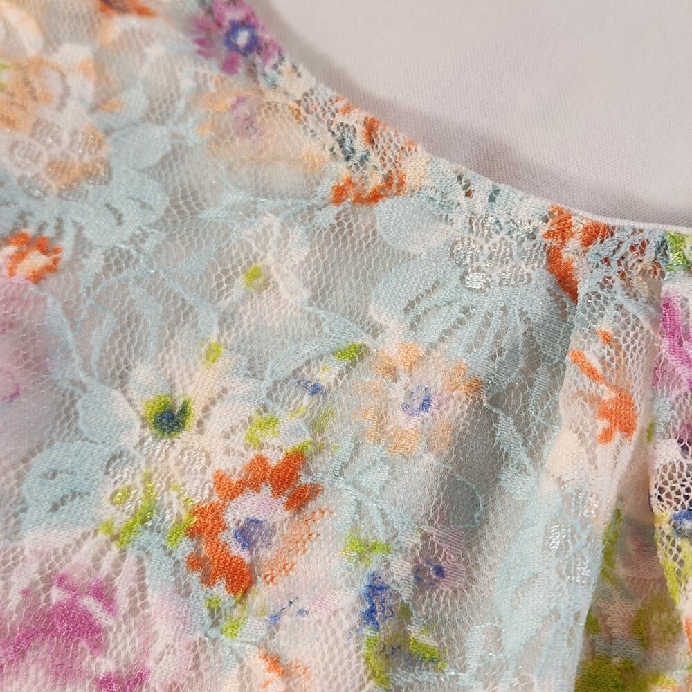 No Boundaries Midi Tunic Dress Lined Blue Lace Floral Print Slip-On Sz L (11-13) - Picture 9 of 12